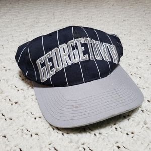 Vtg Starter Georgetown University NCAA Arch Pinstripe Snapback Hat Baseball Cap